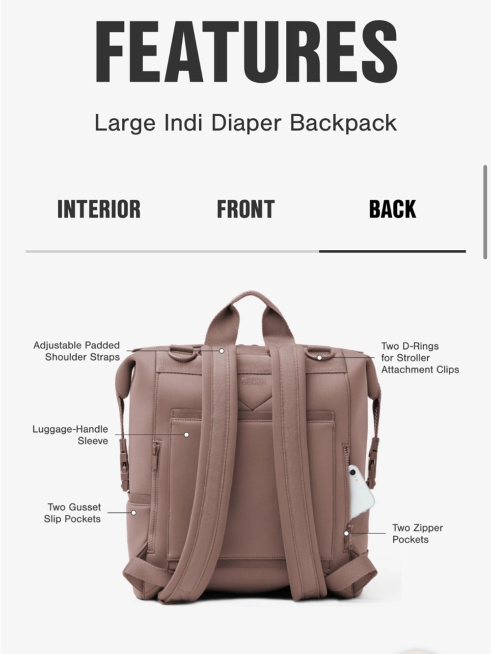 Dagne Dover Large Indi Diaper Backpack - Air Mesh Dusty Rose - Picture 5 of 12